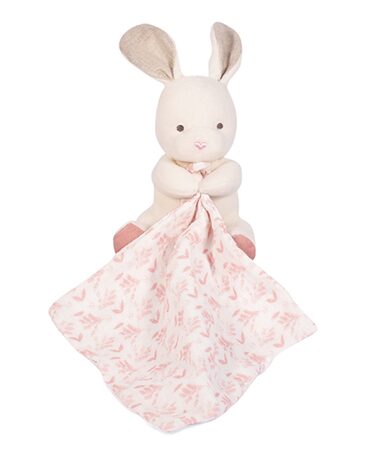 Doudou Dárková sada - Plyšový  králiček s růžovou dečkou z  BIO bavlny 15 cm