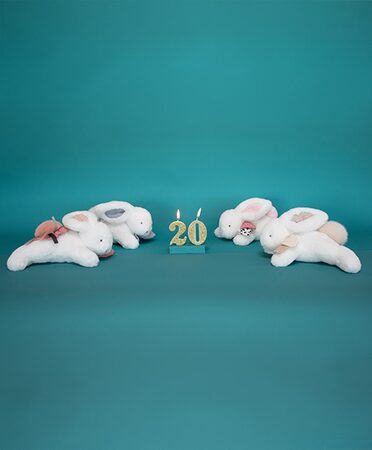 Doudou Dárková sada - Plyšový králíček s bílou bambulkou 25 cm