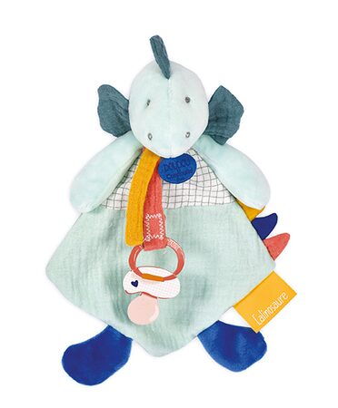 Doudou Dárková sada - Hračka s úchytem na dudlík dinosaurus zelený 23 cm