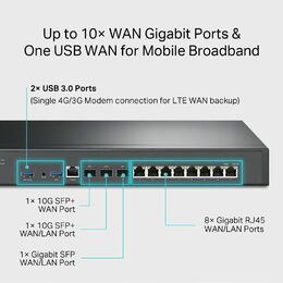 Router TP-Link ER8411 VPN 8x GWAN/Lan, 1x SFP GWAN/LAN, 2x 10GSFP WAN/LAN, 2x USB, Omáda SDN