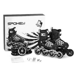 Spokey KHAN Kolečkové brusle, černo-bílé, ABEC7 Carbon, vel. 31-34