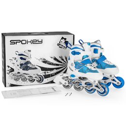 Spokey TONY Kolečkové brusle, bílo-modré, ABEC7 Carbon, vel. 34-37