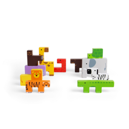 Bigjigs Toys Dřevěné kostky puzzle se zvířátky safari