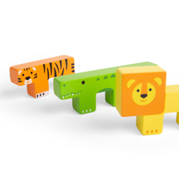 Bigjigs Toys Dřevěné kostky puzzle se zvířátky safari