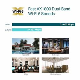 WiFi router TP-Link EAP613 stropní AP WiFi 6, 1x GLan, 2,4 a 5 GHz, AX1800, bez PoE adaptéru, Omada SDN