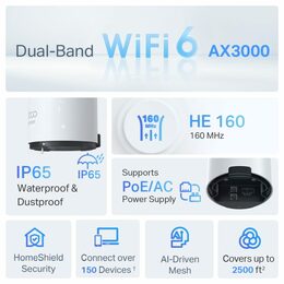 WiFi router TP-Link Deco X50-Outdoor(1-pack) venkovní AP, 1x GLAN, 1x GLAN s PoE, 2,4/5 GHz, AX3000