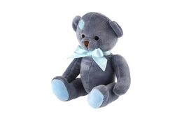 Medvěd sedící s mašlí plyš 20cm modrý v sáčku 0+