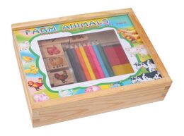 Small Foot Dřevěné výtvarné hračky set razítka farma