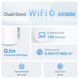 WiFi router TP-Link Deco PX50(3-pack) AX3000 + G15000, WiFi 6E, 1x 2.5GLAN, 2x GLAN / 574Mbps 2,4GHz/ 2402Mbps 5GHz