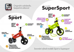 Odrážedlo FUNNY WHEELS Rider SuperSport oranž. 2v1+popruh, výš. sedla 28/30cm nos. 25kg 18m+ v krabi