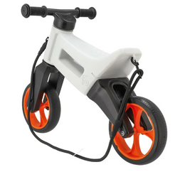 TEDDIES Odrážedlo FUNNY WHEELS Rider SuperSport bílé/oranž 2v1+popruh,výš.sedla28/30cm nos.25kg 18m+v krab.