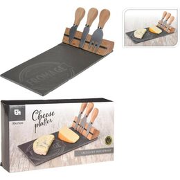 EXCELLENT HOUSEWARE Servírovací prkénko na sýr břidlice sada 4 ks KO-210000170