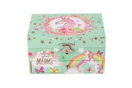Hrací skříňka šperkovnice Jednorožec natahovací dřevo v krabičce 16x10x12cm