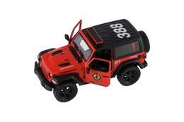 Teddies Kinsmart auto Jeep Wrangler policie hasiči 12,5cm kov na zpětné natažení