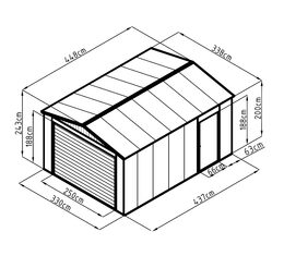 Garáž G21 Portland 1500, 338 x 448 cm, antracitová