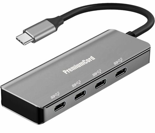 USB hub USB-C na 4x USB 3.2 C 5G SuperSpeed, hliníkový