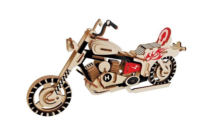 Woodcraft Dřevěné 3D puzzle Motorka HD I barevná