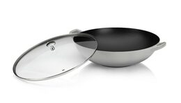 KELA Wok litinový s poklicí CALIDO 36 cm šedá KL-12610