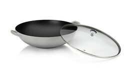 KELA Wok litinový s poklicí CALIDO 36 cm šedá KL-12610