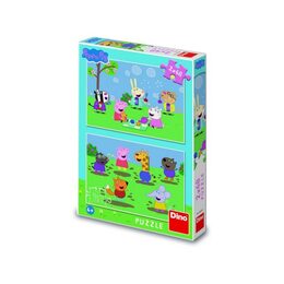 Puzzle 2v1 Prasátko Peppa/Peppa pig a kamarádi 2x48 dílků v krabici 19x27x4cm