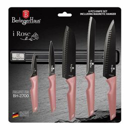 BERLINGERHAUS Sada nožů s magnetickým držákem 6 ks I-Rose Edition BH-2700