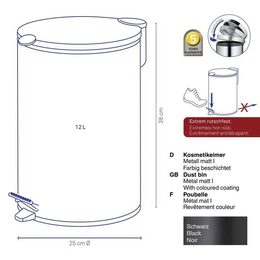 KELA Koš odpadkový Mats  černá  12l KL-10642