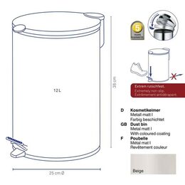 KELA Koš odpadkový Mats bílá matná 12l KL-10644