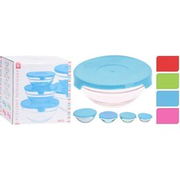 EXCELLENT Sada misek s víkem sklo-plast 5 ks zelená KO-CC2200050zele