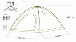 Stan Cattara BUDVA rychlorozkládací pro 3-4 osoby 280x220x140cm PU3000mm