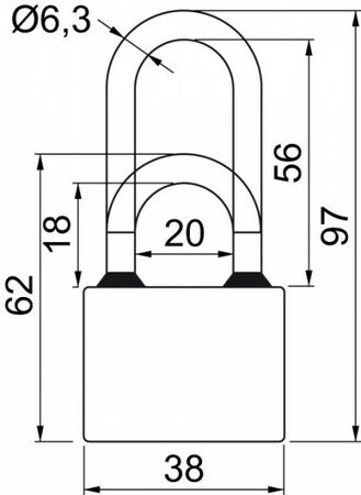 Visací zámek Richter RV.OVAL38 SET3