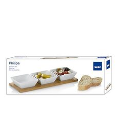 KELA Servírovací misky PHILIPA 4ks porcelán/bambus KL-12261