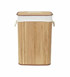 Koš na prádlo Compactor bambusový s víkem Bamboo - obdélníkový, přírodní, 40 x 30 x v60 cm