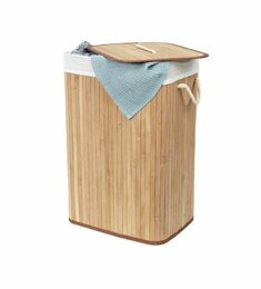 Koš na prádlo Compactor bambusový s víkem Bamboo - obdélníkový, přírodní, 40 x 30 x v60 cm