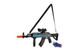 Samopal na pěnové náboje + náboje 12ks plast 60cm na baterie se světlem, zvukem v krabici 65x27x6cm, šedý