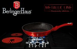 BERLINGERHAUS Sada pánví s mramorovým povrchem 3 ks Burgundy Metallic Line gril BH-1289