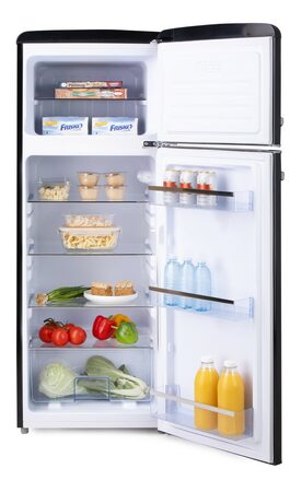 Retro lednice s mrazákem nahoře - černá - DOMO DO91704R, Objem chladničky: 162 l