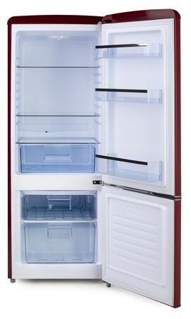 Retro lednice s mrazákem dole - bordó - DOMO DO91707R, Objem chladničky: 147 l