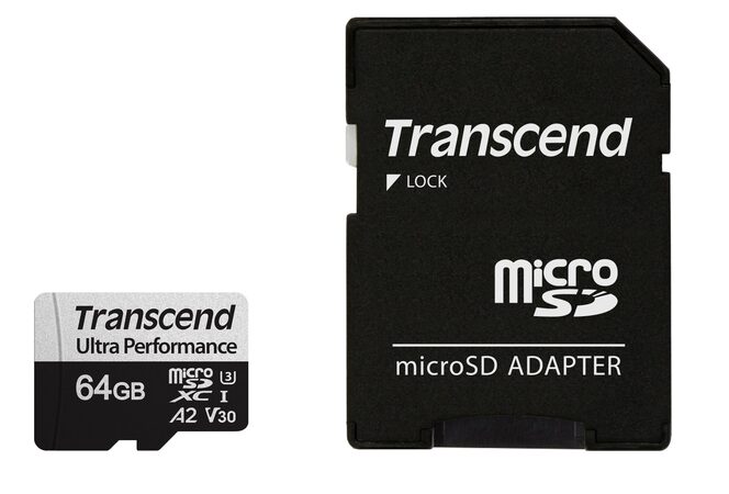 Transcend 64GB microSDXC 340S UHS-I U3 V30 A2 3D TLC (Class 10) paměťová karta (