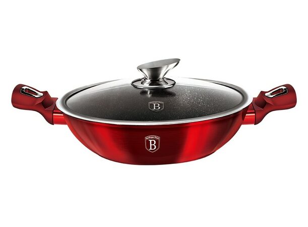 BERLINGERHAUS Pánev Wok s poklicí 30 cm Burgundy Metallic Line BH-7110
