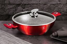BERLINGERHAUS Pánev Wok s poklicí 30 cm Burgundy Metallic Line BH-7110