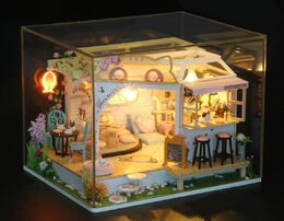 Dvěděti miniatura domečku Kočičí kavárna se zahrádkou