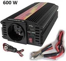 Napěťový měnič Carspa CAR600U-122 12V/230V+USB 600W, modifikovaná sinus (náhrada za CAR500-12)