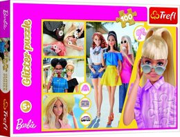 Puzzle Glitter Třpytivá Barbie 48x34cm 100 dílků v krabici 33x23x4cm