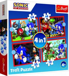 Puzzle 4v1 Sonic/Sonic The Hedgehog 28,5x20,5cm v krabici 28x28x6cm