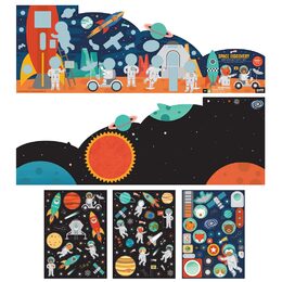 Petit Collage Znovupoužitelné samolepky se scénou Vesmírný průzkum