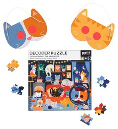 Petit Collage Puzzle kočky 100 ks s 3D brýlemi