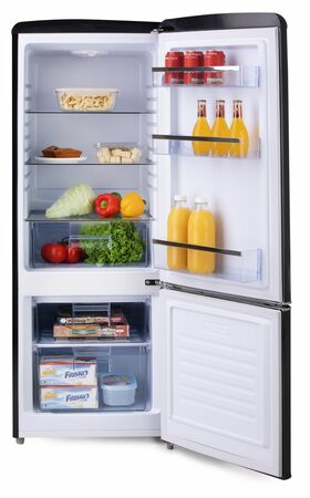 Retro lednice s mrazákem dole - černá - DOMO DO91706R, Objem chladničky: 147 l,