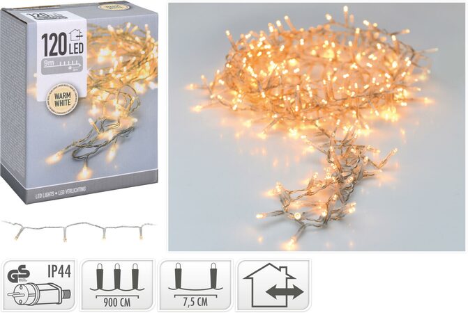 Vánoční LED řetěz 9 m, 120 LED teplá bílá
