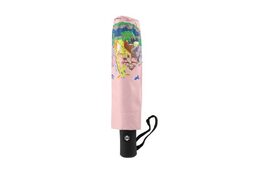 Deštník Zvířátka skládací vystřelovací látka/kov 28cm růžový v sáčku