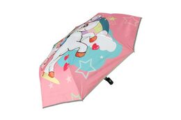 Deštník Jednorožec skládací vystřelovací látka/kov 28cm růžový v sáčku
